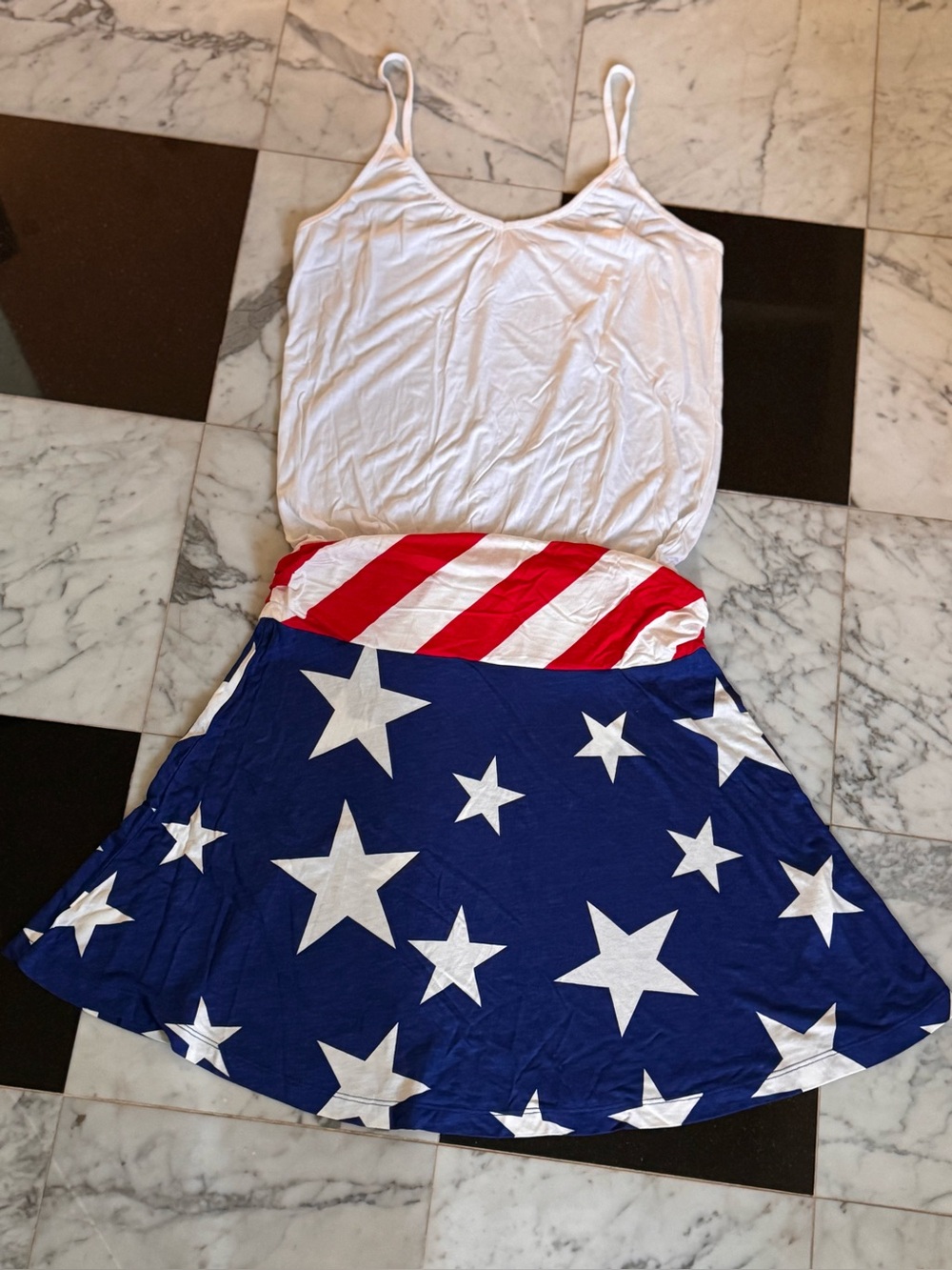 Lascana for Venus Dress M Red White Blue Patriotic Stars Stripes USA 4th Coverup